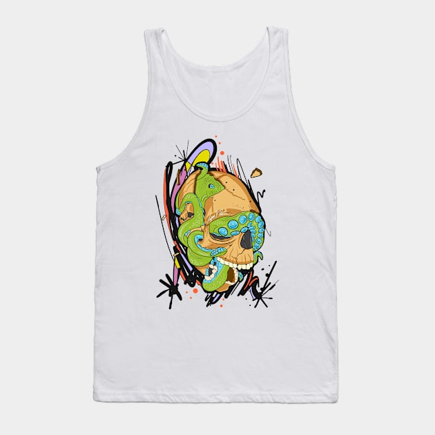 Skull with Octopus Tank Top by Lazrartist